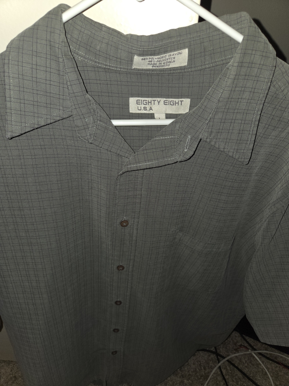 Eighty Eight Gray Short-Sleeve Button-Down Y2K Hipster Vintage Checkered SHIRT